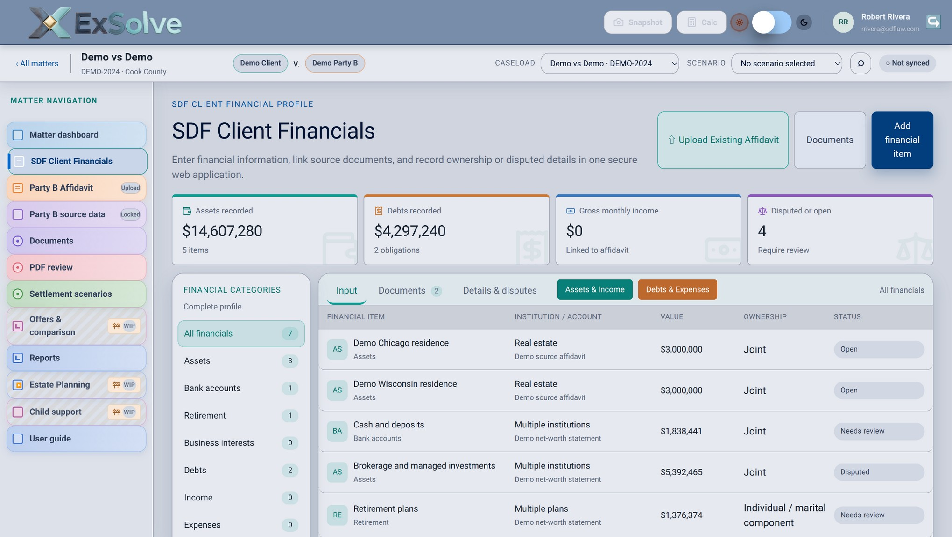 ExSolve SDF Client Financials