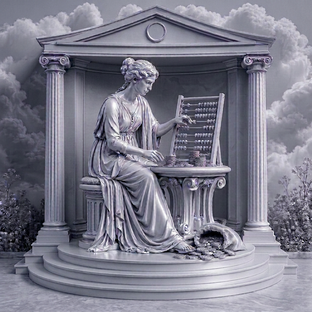 Classical statue counting coins
